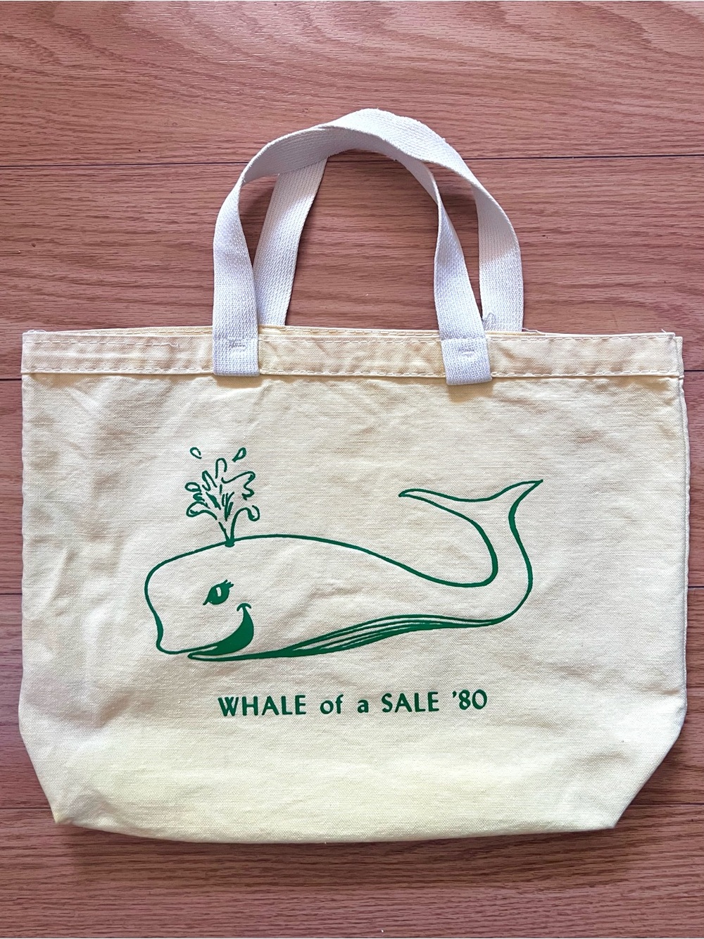 Vintage 80s Whale Cotton Tote Bag